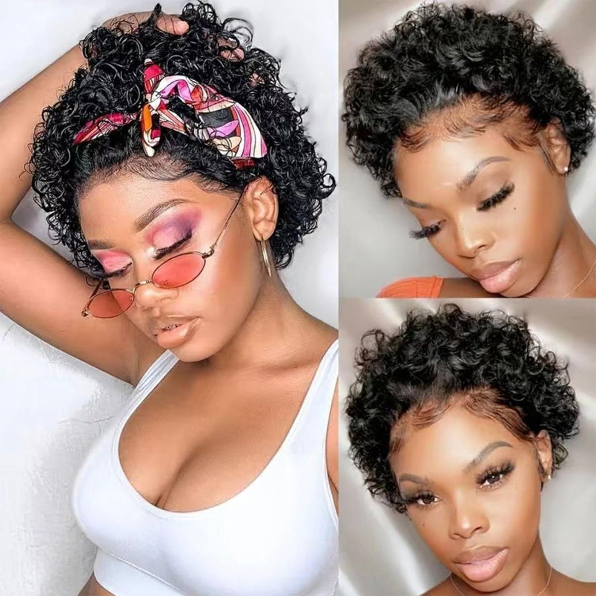 6 Inch Curly Pixie Human Hair Wig with 13x1 Transparent Lace Front, Glueless Pre-Plucked Natural Hairline, Short Cut Wig for Black Women