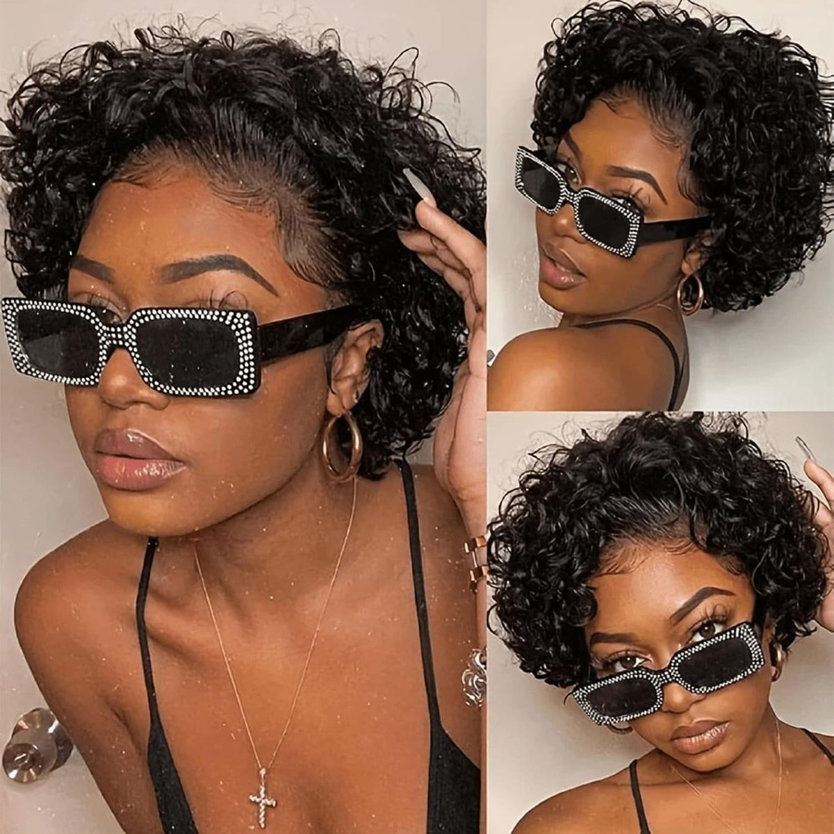 6 Inch Curly Pixie Human Hair Wig with 13x1 Transparent Lace Front, Glueless Pre-Plucked Natural Hairline, Short Cut Wig for Black Women