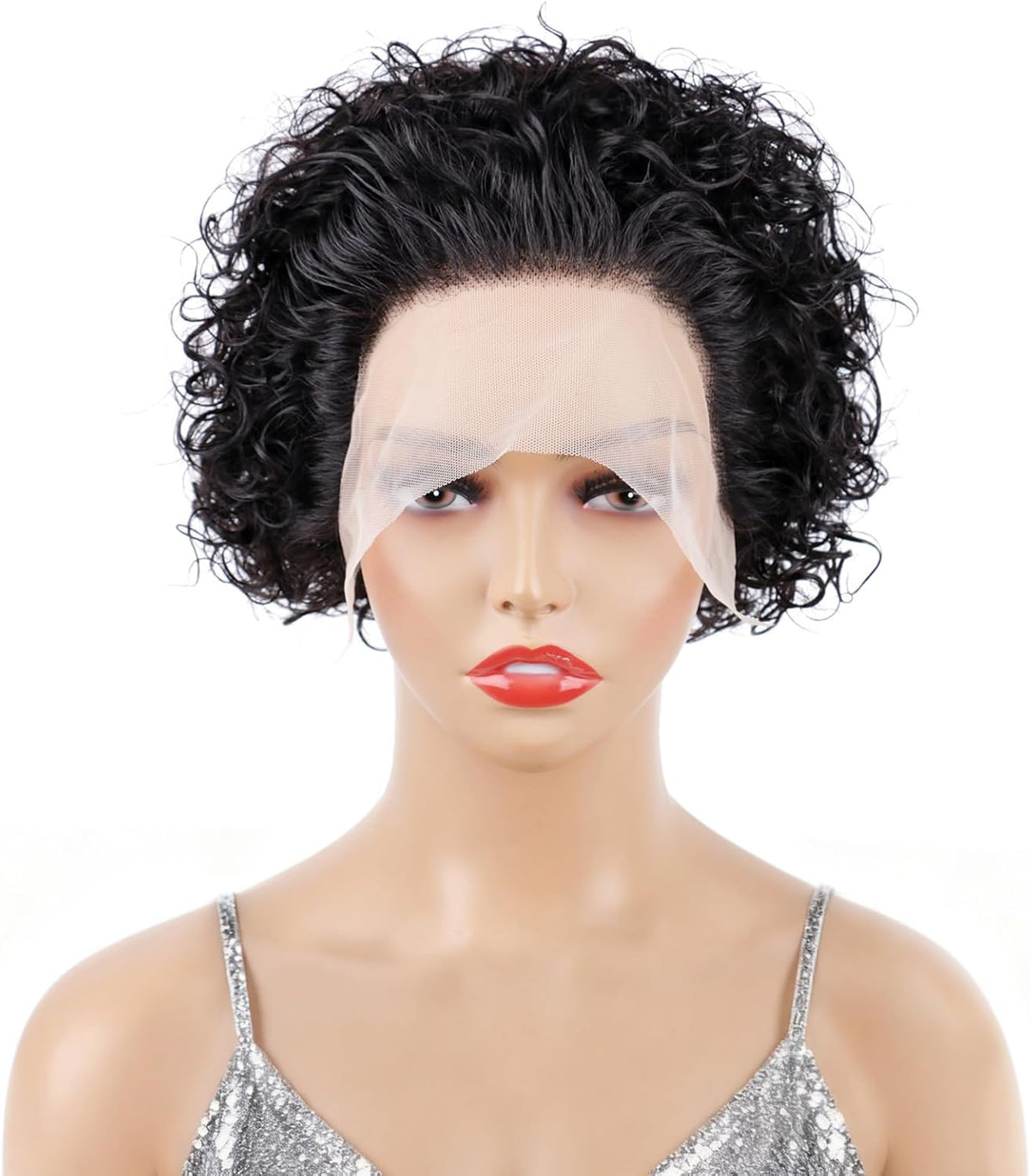 6 Inch Curly Pixie Human Hair Wig with 13x1 Transparent Lace Front, Glueless Pre-Plucked Natural Hairline, Short Cut Wig for Black Women